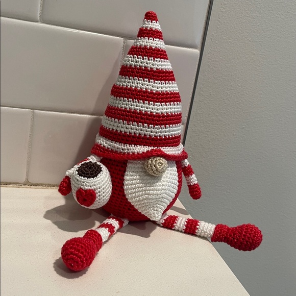 Hand Crafted Other - Handcrafted Valentine’s Day Coffee Gnome Crochet Decor Coffee Lover Heart